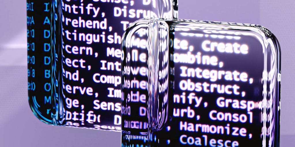Close-up, high-key image of a giant magnifying glass hovering over a floating block of source code and 3D model tensors. Inside the magnified area, colorful heatmaps, weight matrices, and token-flow lines become visible and glow; the glass surface reflects tiny annotations like 'bias', 'confidence', and 'attention'. Minimal white background with sharp reflections to emphasize clarity and inspection of LLM internals.