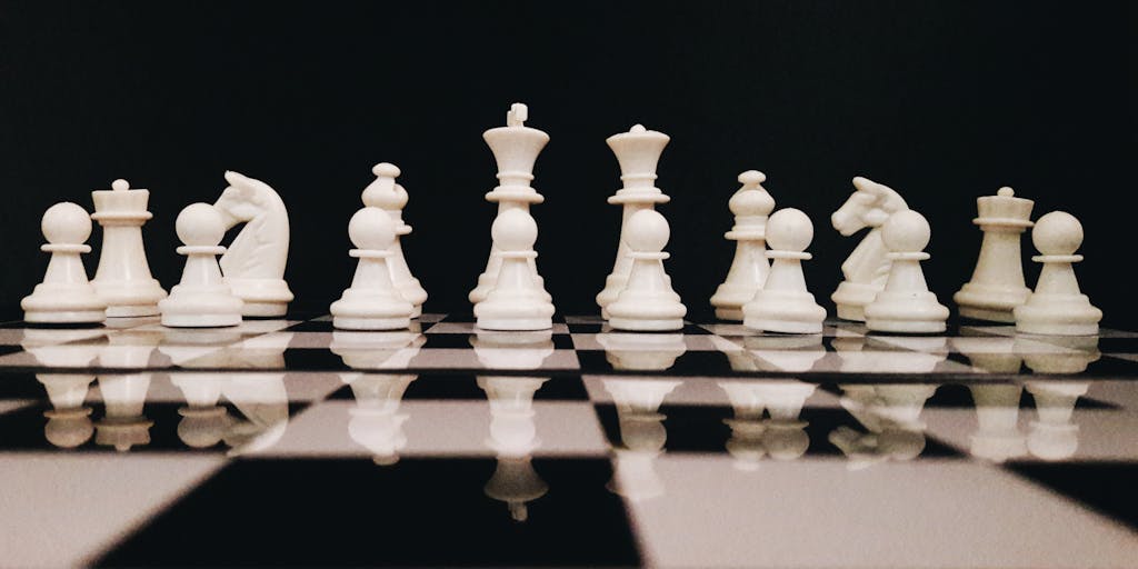 A metaphorical tabletop chess match between two opposing technology-themed chess pieces: a knight designed as a rocket with flame details (representing WP Rocket) versus a rook shaped like a fortified server tower (representing W3 Total Cache). The chessboard squares are composed of tiny HTML/CSS code blocks and tiny website thumbnails. Soft studio lighting, shallow depth of field, and a tech-industrial color palette give the scene a strategic, high-stakes feel.