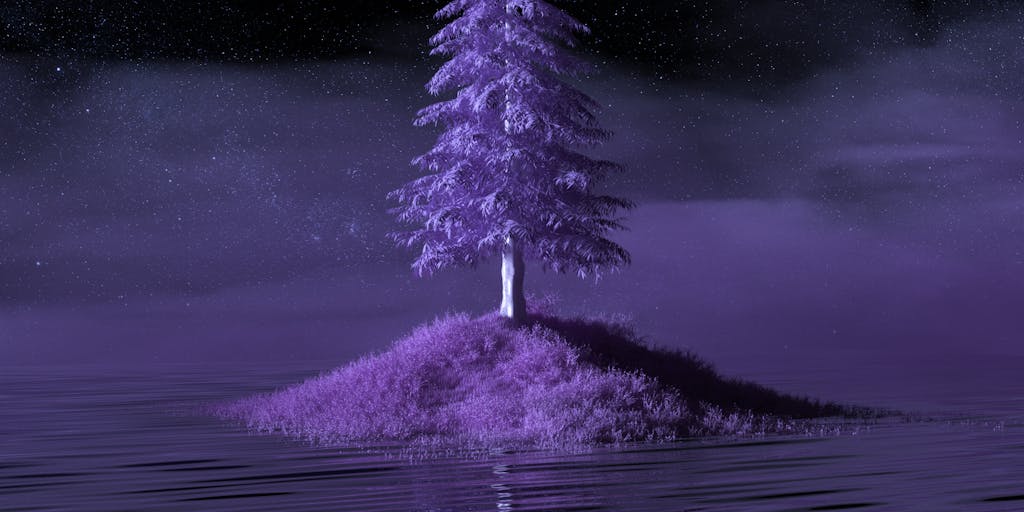 A surreal scene of a single computer monitor sitting on a tiny rocky island in the middle of a calm sea at dusk. The monitor displays a lone WordPress post page with the title “Orphaned Content,” while seagulls fly overhead and a small paper tag reading “Unlinked” flutters on the screen corner. The composition emphasizes isolation and neglect, with soft cinematic lighting and a slightly foggy horizon to convey abandonment.